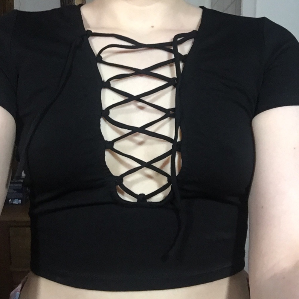 NWOT Opening Ceremony Callipygian lace up croptop